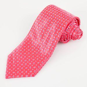 New BATTISTI NAPOLI Red with Paisley Pattern 100% Silk Satin Neck Tie $225